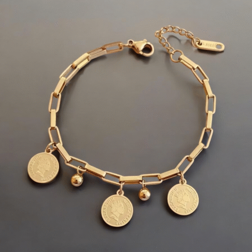 Pulsera con monedas doradas